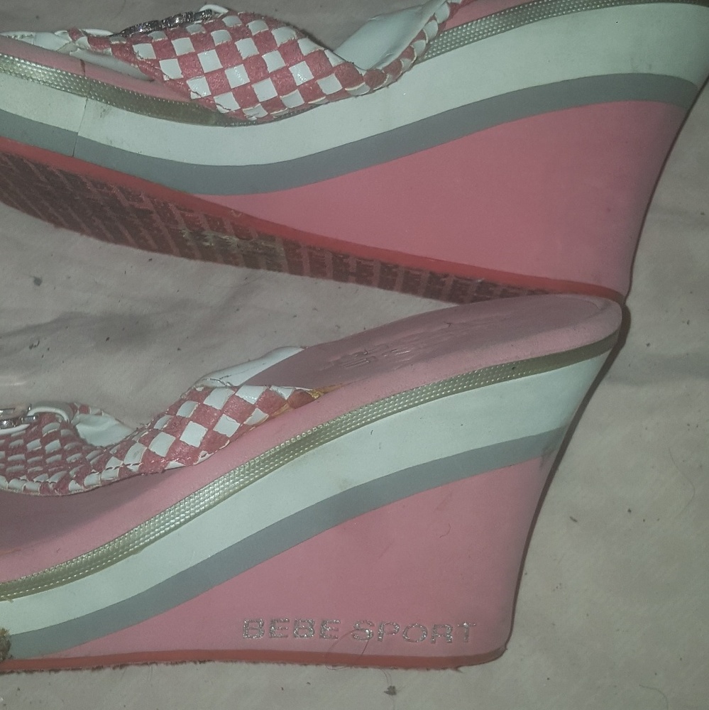 BeBe Sport Pink Wedge Thongs